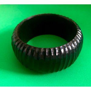Large Vintage Dark Wood Carved Boho Bangle